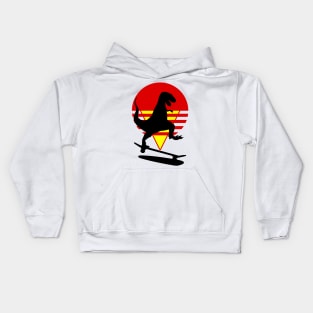 Dinosaur skateboarding skater skating shredding logo Kids Hoodie